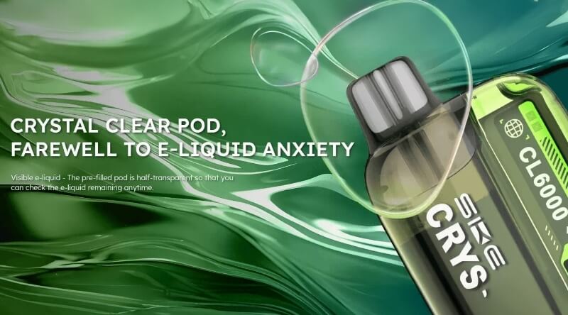 The SKE Crystal CL6000 Big Puff Vape Kit comes with a clear 2ml pod.
